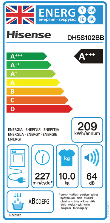 Hisense DH5S102BB Warmtepompdroger 10 kg - Zwart
