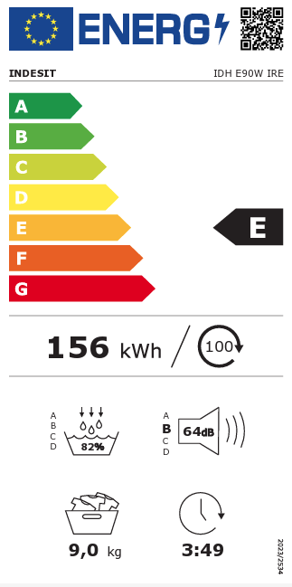Indesit IDHE90WIRE Warmtepompdroger 9 kg - Wit