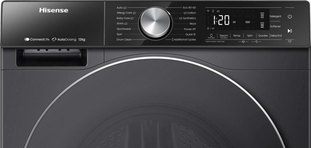 Hisense WF5S1245BB Wasmachine 12 kg 1400 toeren - Zwart